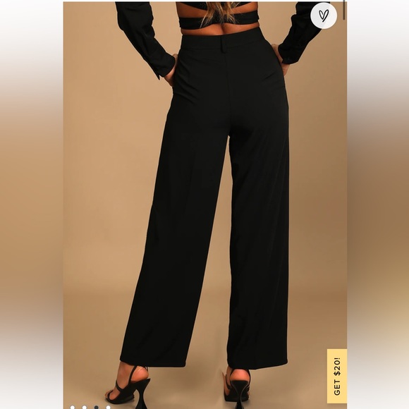 Lulu’s So Get This Black High Waisted Wide Leg Trouser Pants - Picture 2 of 4